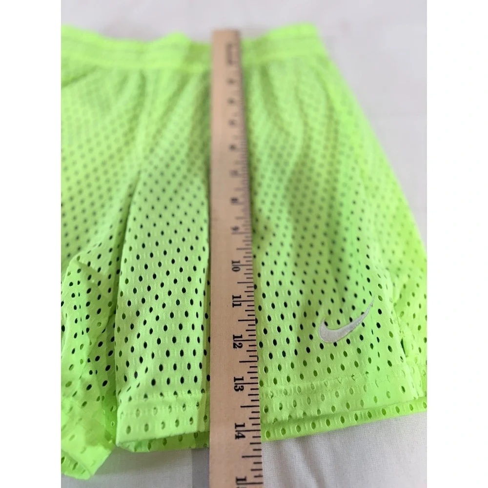 Nike Athletic Mesh Shorts Spandex Lining Lime Green DRI-FIT Youth Size Medium M